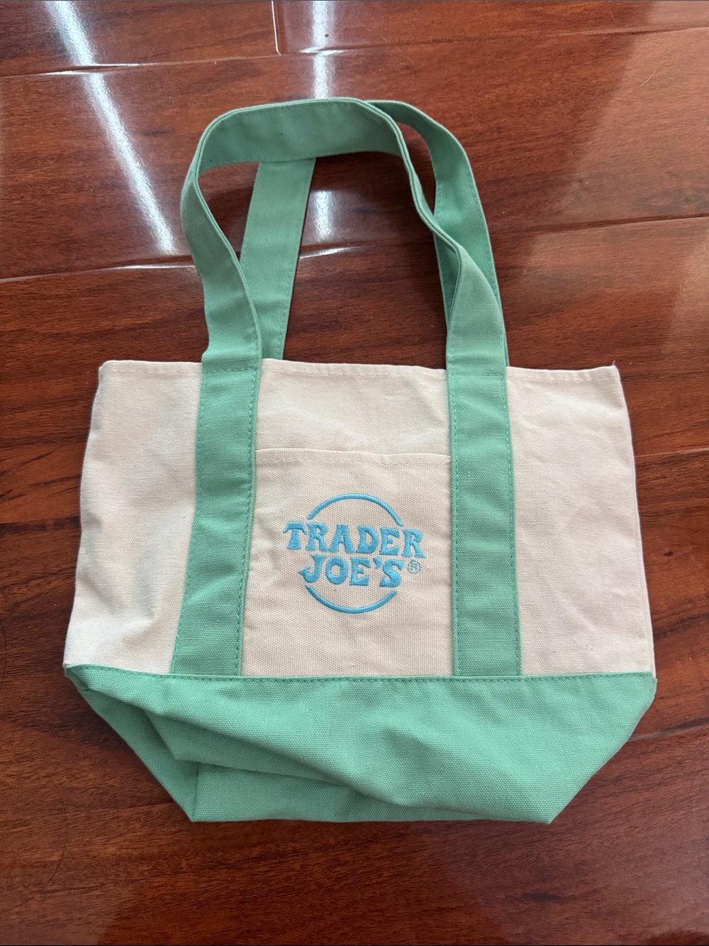 Trader Joe’s Canvas Tote Bag - Mint Green and Cream